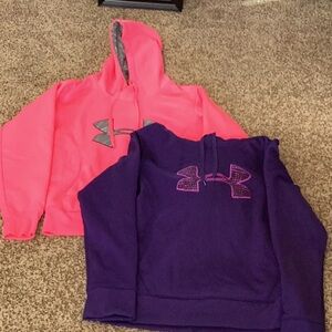 Under Armour Kids' Neon Pink and Deep Purple Hoodies